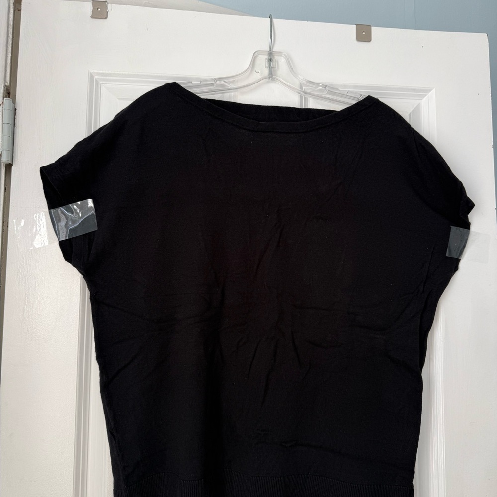 LOFT Black Short Sleeve Boatneck Top